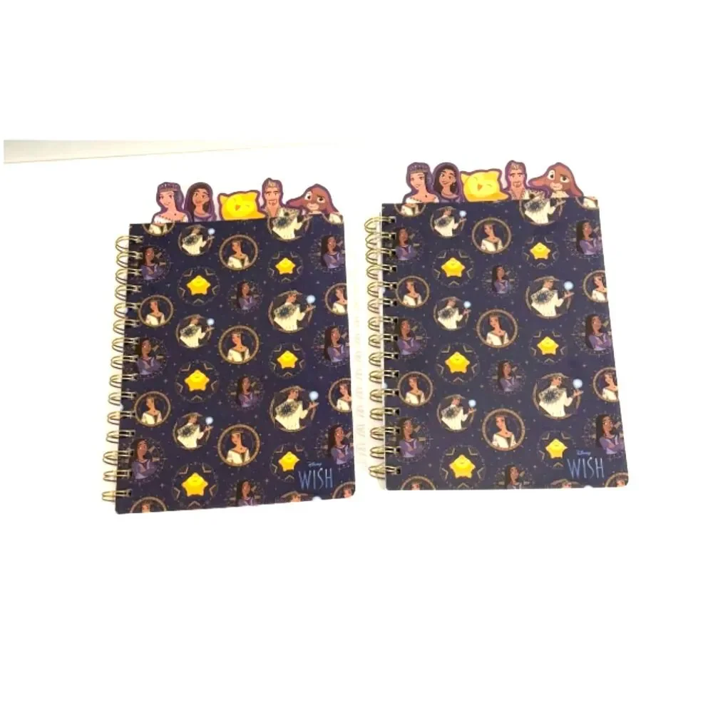 Disney Wish Spiral Journal with Character Tabs 80 Sheets Set of 2